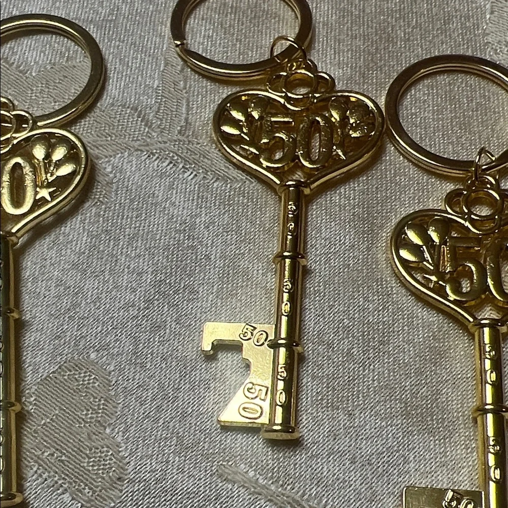 Gold 50th Anniversary Key Bottle Openers